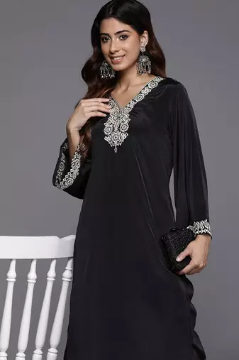 Embroidered Mirror Work Kurta with Trousers