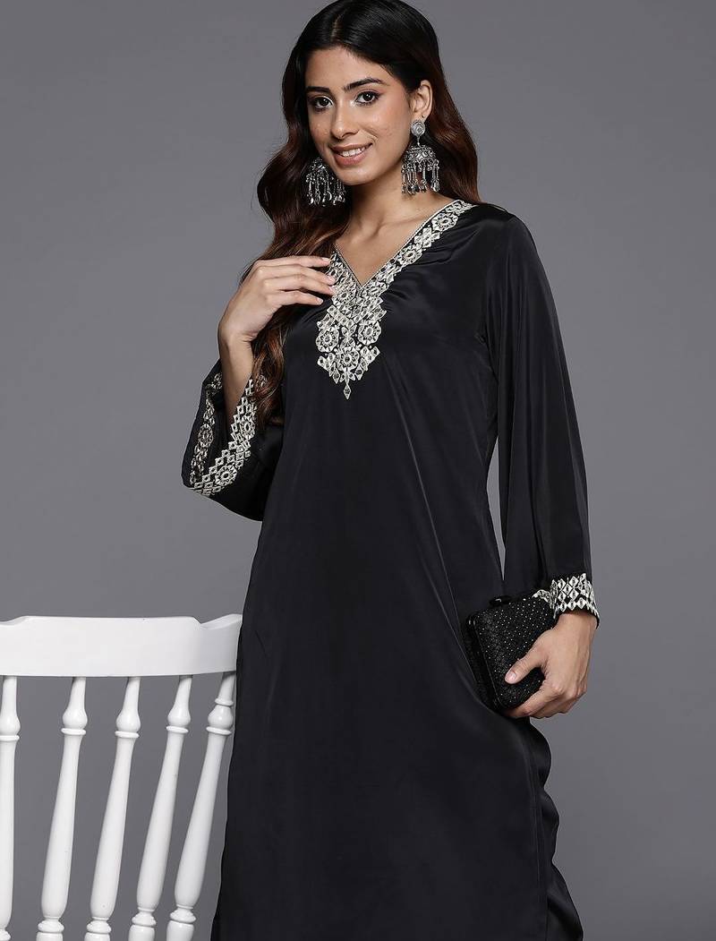 Embroidered Mirror Work Kurta with Trousers