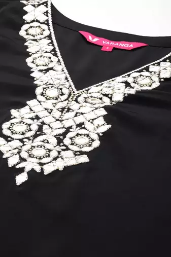 Embroidered Mirror Work Kurta with Trousers