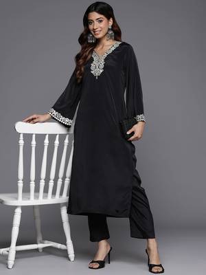 Embroidered Mirror Work Kurta with Trousers 7