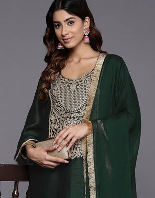 Women Ethnic Motifs Embroidered Regular Republic Day Kurta with Palazzos & With Dupatta 2