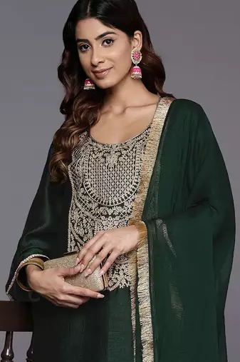 Women Ethnic Motifs Embroidered Regular Republic Day Kurta with Palazzos & With Dupatta