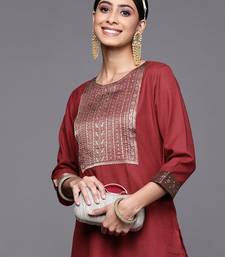 Women Maroon Ethnic Motifs Yoke Design Kurta with Palazzos