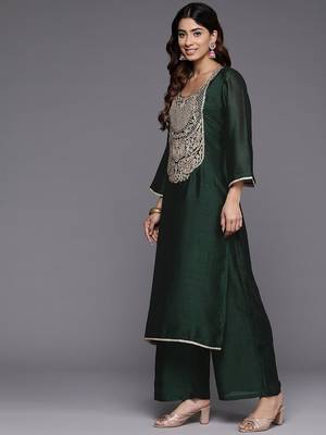 Women Ethnic Motifs Embroidered Regular Republic Day Kurta with Palazzos & With Dupatta 5