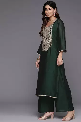 Women Ethnic Motifs Embroidered Regular Republic Day Kurta with Palazzos & With Dupatta