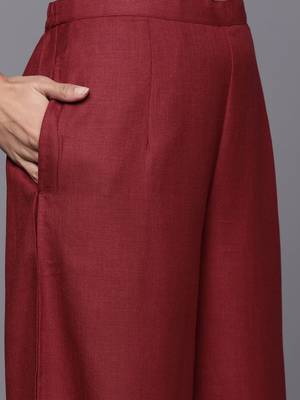 Women Maroon Ethnic Motifs Yoke Design Kurta with Palazzos 4