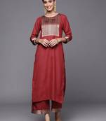 Women Maroon Ethnic Motifs Yoke Design Kurta with Palazzos