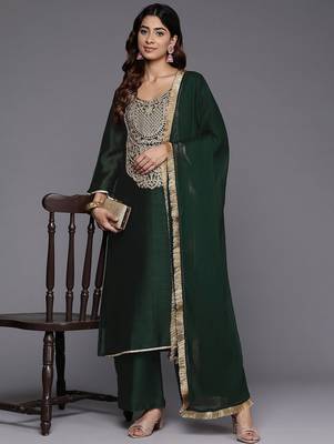 Women Ethnic Motifs Embroidered Regular Republic Day Kurta with Palazzos & With Dupatta 7