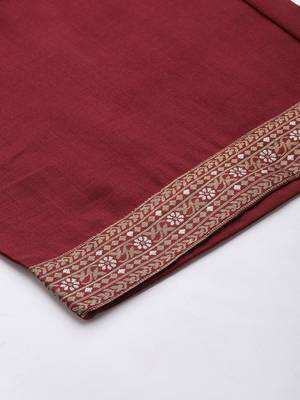 Women Maroon Ethnic Motifs Yoke Design Kurta with Palazzos 7