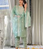 Ethnic Motifs Embroidered Regular Thread Work Kurta with Trousers & Dupatta