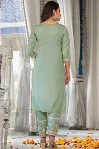 Ethnic Motifs Embroidered Regular Thread Work Kurta with Trousers & Dupatta