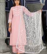 Ethnic Motifs Yoke Design Regular Thread Work Kurta with Trousers & Dupatta