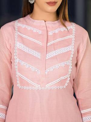 Ethnic Motifs Yoke Design Regular Thread Work Kurta with Trousers & Dupatta 2