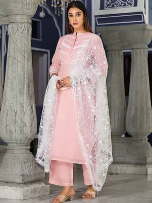 Ethnic Motifs Yoke Design Regular Thread Work Kurta with Trousers & Dupatta 3