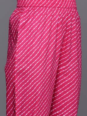 Women Leheriya Printed Empire Gotta Patti Pure Cotton Kurta with Trousers & With Dupatta 3
