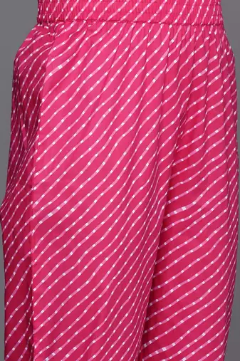 Women Leheriya Printed Empire Gotta Patti Pure Cotton Kurta with Trousers & With Dupatta