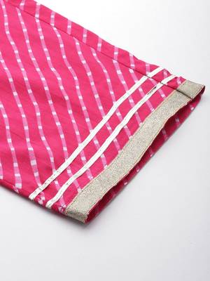 Women Leheriya Printed Empire Gotta Patti Pure Cotton Kurta with Trousers & With Dupatta 7