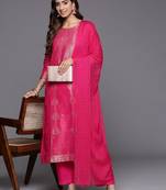 Ethnic Motifs Jacquard Kurta with Palazzos & Dupatta