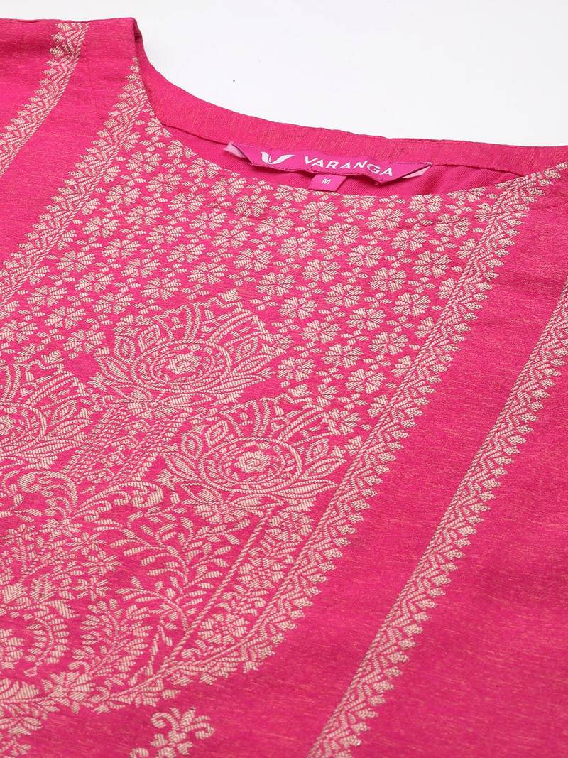 Ethnic Motifs Jacquard Kurta with Palazzos & Dupatta