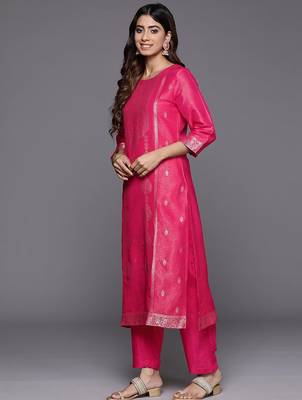 Ethnic Motifs Jacquard Kurta with Palazzos & Dupatta 6