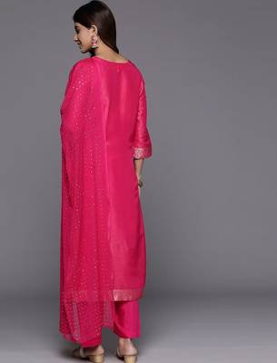 Ethnic Motifs Jacquard Kurta with Palazzos & Dupatta 7