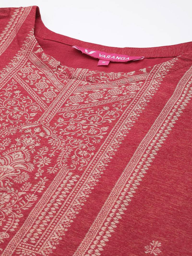 Ethnic Motifs Jacquard Kurta with Trousers & Dupatta