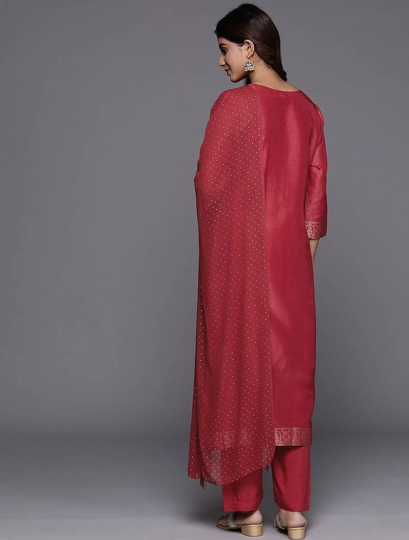 Ethnic Motifs Jacquard Kurta with Trousers & Dupatta