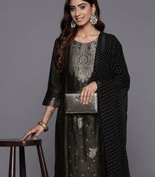 Women Woven Design Regular Kurta with Trousers & With Dupatta