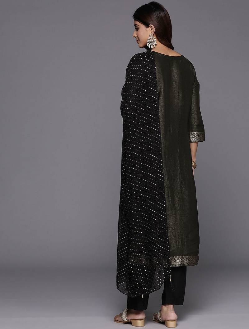 Women Woven Design Regular Kurta with Trousers & With Dupatta