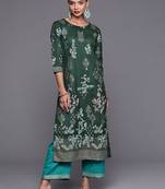 Women Green Ethnic Motifs Printed Kurta with Palazzos