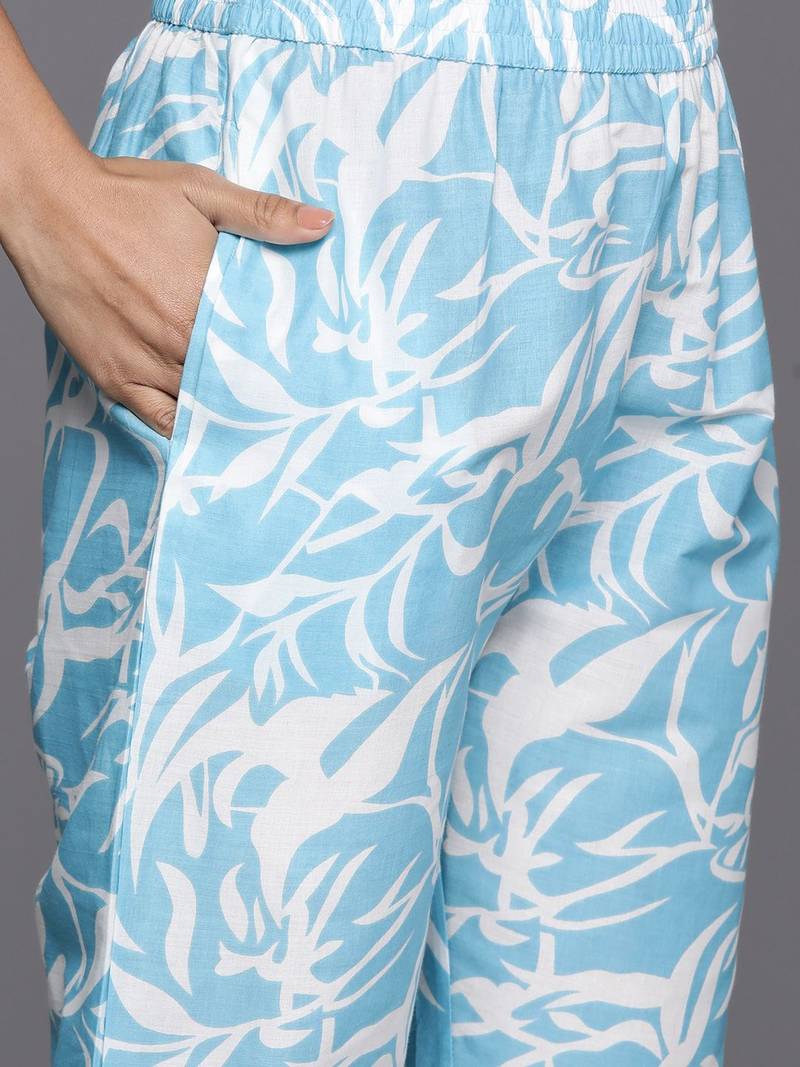 Floral Printed Pure Cotton Kurta with Trousers & Dupatta