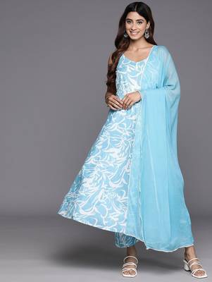 Floral Printed Pure Cotton Kurta with Trousers & Dupatta 1