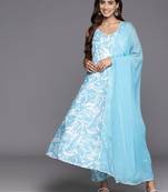 Floral Printed Pure Cotton Kurta with Trousers & Dupatta
