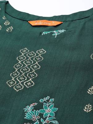 Women Green Ethnic Motifs Printed Kurta with Palazzos 2