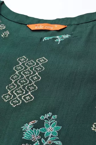 Women Green Ethnic Motifs Printed Kurta with Palazzos