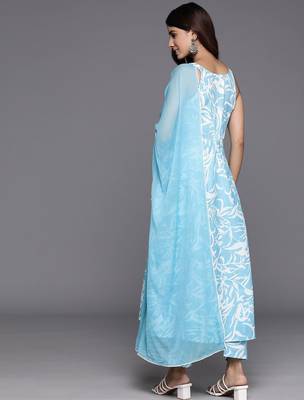 Floral Printed Pure Cotton Kurta with Trousers & Dupatta 7