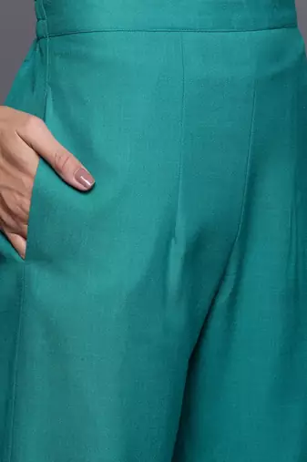 Women Green Ethnic Motifs Printed Kurta with Palazzos