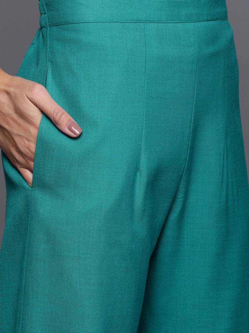 Women Green Ethnic Motifs Printed Kurta with Palazzos