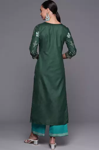 Women Green Ethnic Motifs Printed Kurta with Palazzos
