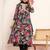 Black Gotta Patti Floral Embroidered V-Neck Empire Kurta With Trousers & Dupatta