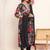 Black Gotta Patti Floral Embroidered V-Neck Empire Kurta With Trousers & Dupatta