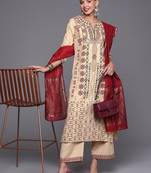 Women Yellow & Red Ethnic Motifs Printed Kurta with Palazzos & With Dupatta