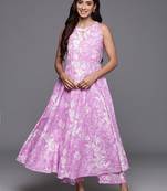 Floral Printed Keyhole Neck Pure Cotton Anarkali Kurta with Palazzos
