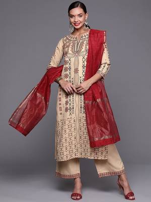 Women Yellow & Red Ethnic Motifs Printed Kurta with Palazzos & With Dupatta 4
