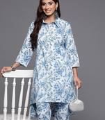 Floral Printed Pure Cotton Kurta with Trousers