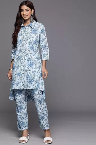 Floral Printed Pure Cotton Kurta with Trousers