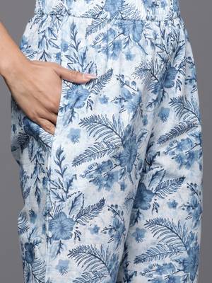 Floral Printed Pure Cotton Kurta with Trousers 4
