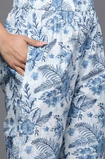 Floral Printed Pure Cotton Kurta with Trousers