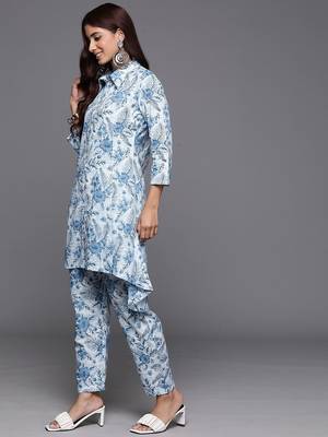 Floral Printed Pure Cotton Kurta with Trousers 5
