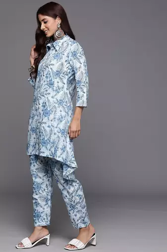 Floral Printed Pure Cotton Kurta with Trousers
